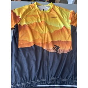 21 Grams Cycling‎ Shirt Mens XL Yellow Coolmax Sunset Short Sleeve Jersey Full